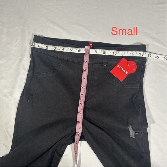 NWT $128 Spanx [ XS SMALL ] Distressed Skinny‎ Jean in Vintage Black - Picture 12 of 13